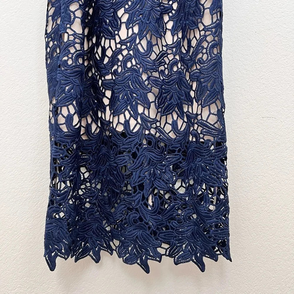 Keepsake Blue True Love Lace Midi Sleeveless‎ Cocktail Dress Medium - Picture 5 of 6